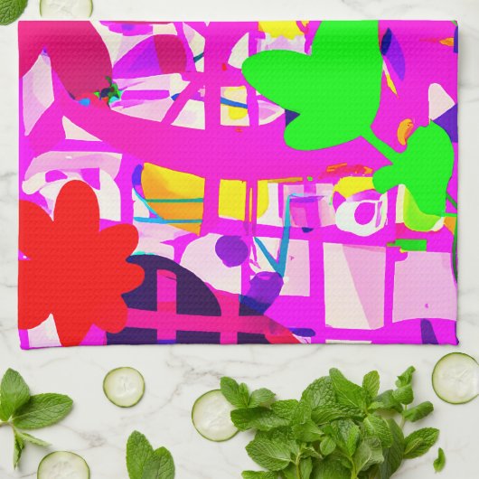 Pop Art helle Blume Geschirrtuch (Gefaltet)