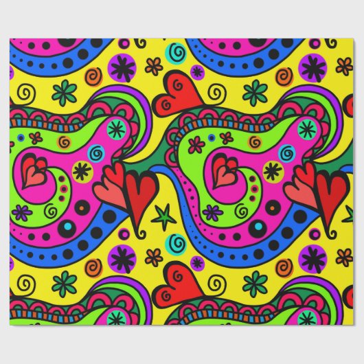 Pop Art Herz Packpapier (Flach)