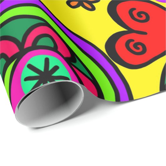 Pop Art Herz Packpapier (Rolleneckpunkt)