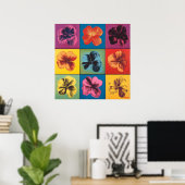 Pop Art Hibiskus Blume Grid - Modern Poster (Heimbüro)