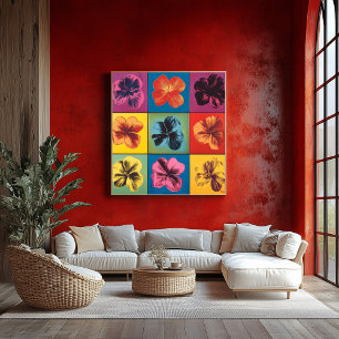 Pop Art Hibiskus Blume Grid - Modern Poster