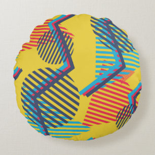 Pop-Art-Hintergrund, abstrakte geometrische Textur Rundes Kissen
