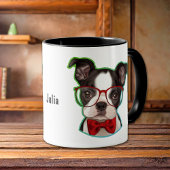Pop Art Hipster Boston Terrier Dog Tasse