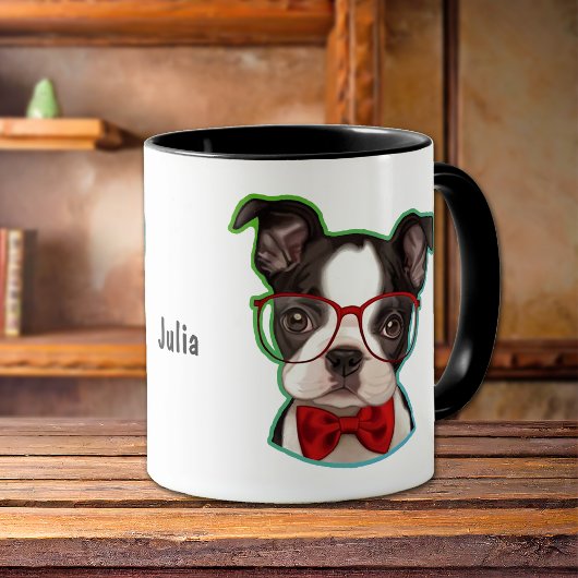 Pop Art Hipster Boston Terrier Dog Tasse