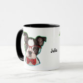 Pop Art Hipster Boston Terrier Dog Tasse (Vorderseite Links)
