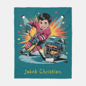 Pop Art Hockey Player Geburtstagsbash Fleecedecke (Vorderseite)