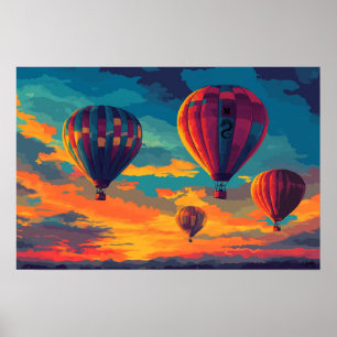 Pop Art Hot Air Ballon - Abenteuer in Sky Poster