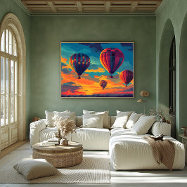 Pop Art Hot Air Ballon - Abenteuer in Sky Poster