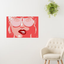 Pop Art Hübsche Sonnenbrille Roter Lipstick