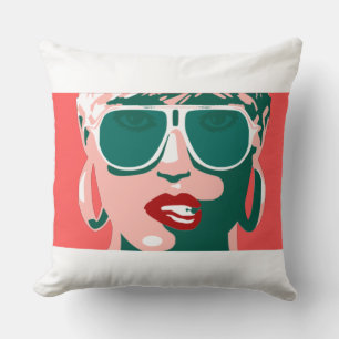 Pop Art Hübsche Sonnenbrille Roter Lipstick Kissen