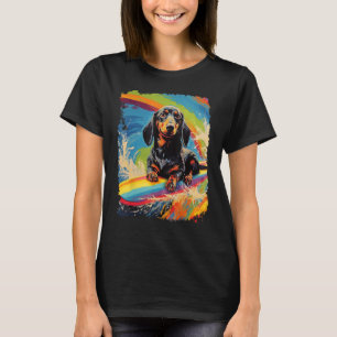 Pop Art Hund Dackel Paddelbrett Surfen T-Shirt