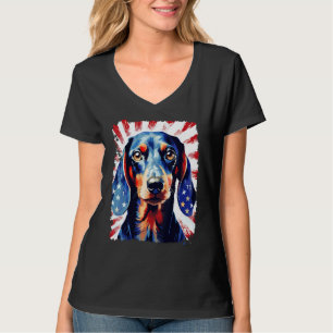 Pop Art Hund Dackel Patriotic 4. Juli T-Shirt