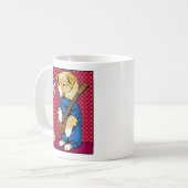 Pop-Art-Hund spielt Instrument Retro-Comic Kaffeetasse (Vorderseite Links)