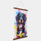 Pop-Art-Hund Wandteppich Mit Holzrahmen (Gewinkelt)
