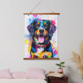 Pop-Art-Hund Wandteppich Mit Holzrahmen (Schlafzimmer)