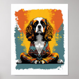Pop Art Hund Yoga Meditation Cavalier King Charles Poster
