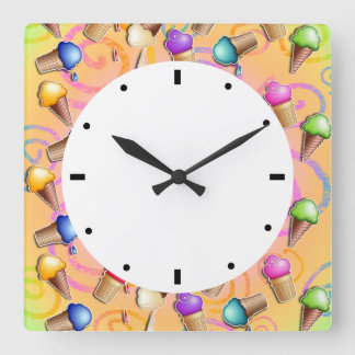 POP ART ICE CREAM CONES QUADRATISCHE WANDUHR