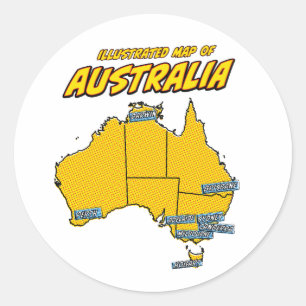 Pop Art Illustrated Australien  Runder Aufkleber