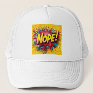 Pop-Art-Illustration mit fettem gelben 'NEIN' Truckerkappe