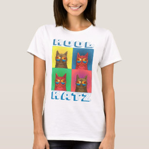 Pop-Art-Illustration von coolen Katzen mit Sonnenb T-Shirt
