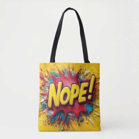 Pop Art Illustration with Bold Yellow 'NOPE Tasche (Vorderseite)