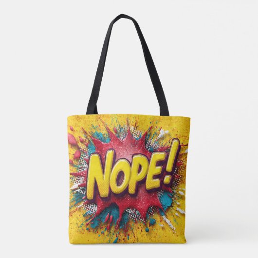 Pop Art Illustration with Bold Yellow 'NOPE Tasche (Rückseite)