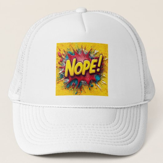 Pop Art Illustration with Bold Yellow 'NOPE Truckerkappe (Vorderseite)