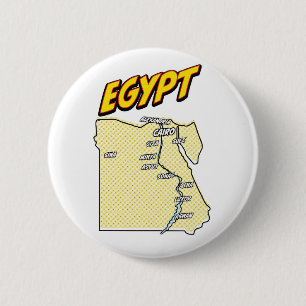 Pop Art Illustriert Ägypten Karte Button