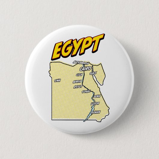 Pop Art Illustriert Ägypten Karte Button (Vorderseite)