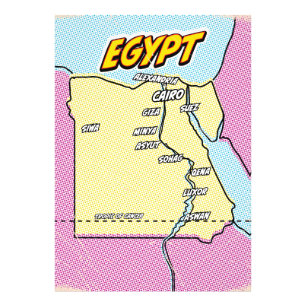 Pop Art Illustriert Ägypten Karte Fotodruck