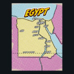 Pop Art Illustriert Ägypten Karte Poster<br><div class="desc">Pop Art Illustriert Ägypten Afrikanische Karte in einem schönen Vintagen abgenutzten Stil.</div>