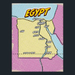 Pop Art Illustriert Ägypten Karte Poster<br><div class="desc">Pop Art Illustriert Ägypten Afrikanische Karte in einem schönen Vintagen abgenutzten Stil.</div>