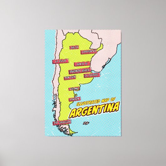 Pop Art Illustriert Argentinien Leinwanddruck (Vorderseite)