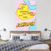 Pop Art Illustriert Äthiopien Karte Leinwanddruck (Insitu (Schlafzimmer))