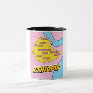 Pop Art Illustriert Äthiopien Karte Tasse
