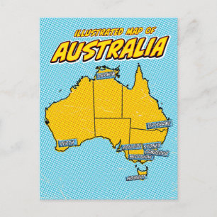 Pop Art Illustriert Australien Feiertagspostkarte