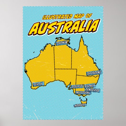 Pop Art Illustriert Australien Poster (Vorne)