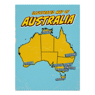 Pop Art Illustriert Australien Poster
