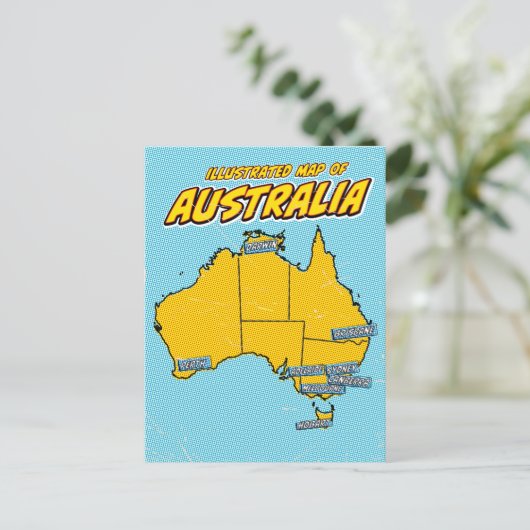 Pop Art Illustriert Australien Postkarte (Stehend Vorderseite)