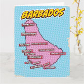 Pop Art Illustriert Barbados Karte (Gelbe Blume)