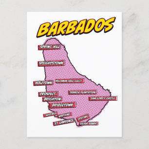 Pop Art Illustriert Barbados Karte