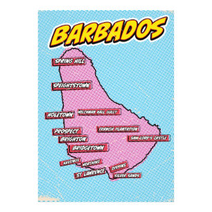 Pop Art Illustriert Barbados Karte Fotodruck