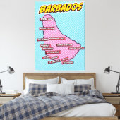 Pop Art Illustriert Barbados Karte Leinwanddruck (Insitu (Schlafzimmer))