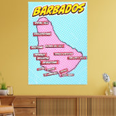 Pop Art Illustriert Barbados Karte Leinwanddruck (Insitu (Wohnzimmer))