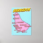 Pop Art Illustriert Barbados Karte Leinwanddruck (Vorderseite)