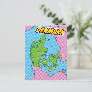 Pop Art Illustriert Denmark Karte