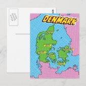 Pop Art Illustriert Denmark Karte (Vorne/Hinten)