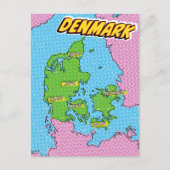Pop Art Illustriert Denmark Karte (Vorderseite)