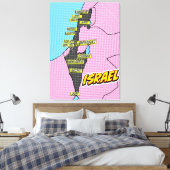 Pop Art Illustriert Israel Karte Leinwanddruck (Insitu (Schlafzimmer))