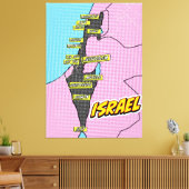 Pop Art Illustriert Israel Karte Leinwanddruck (Insitu (Wohnzimmer))